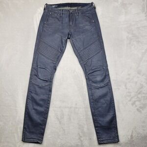 G Star Jeans Women 27x30 Denim Pants 5620 Custom Mid Skinny‎ Ribbed Moto Biker
